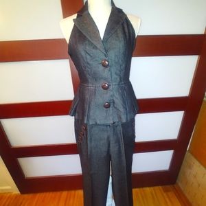 2 piece denim pant suite